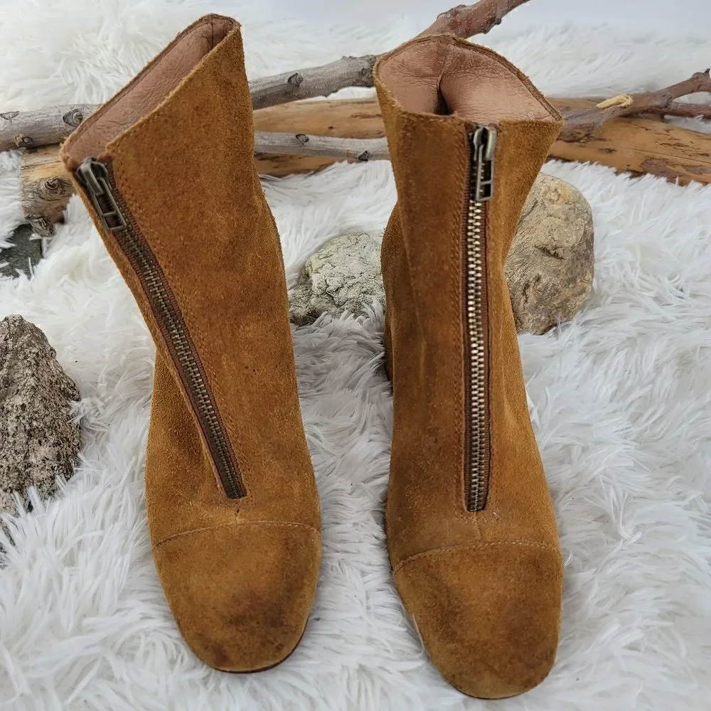 Madewell suede block heel bootie Amalia